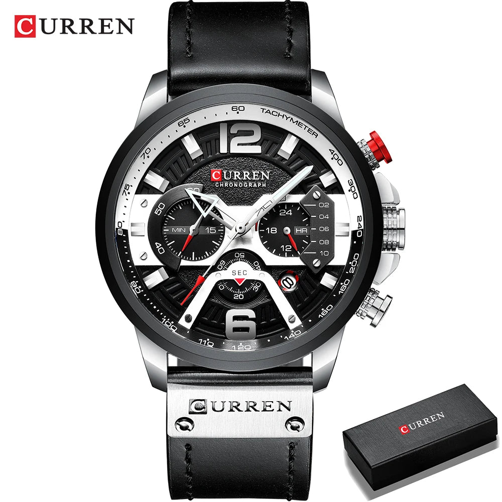 CURREN Casual Sport Watches for Men Top Brand Military Leather Wrist Man Wristwatch