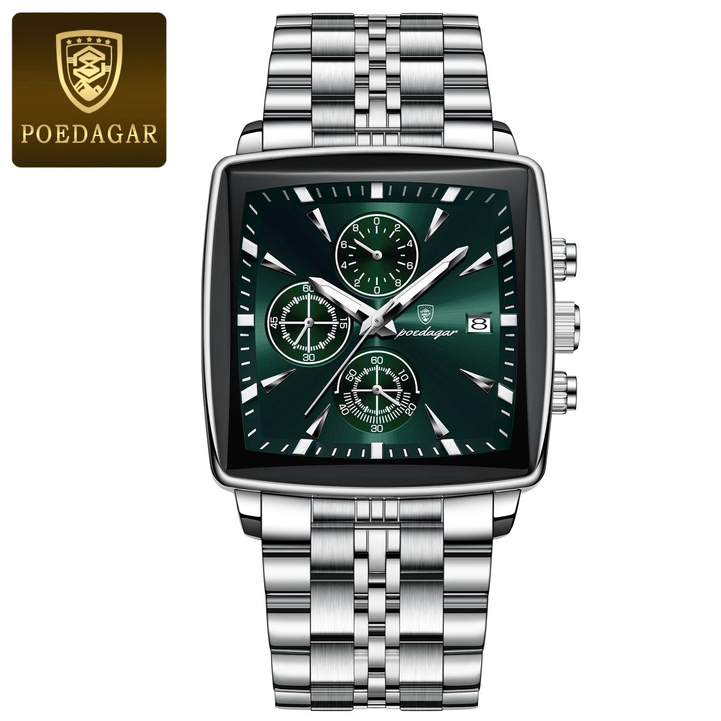 POEDAGAR Men Man Wristwatch Square Quartz Watches Reloj