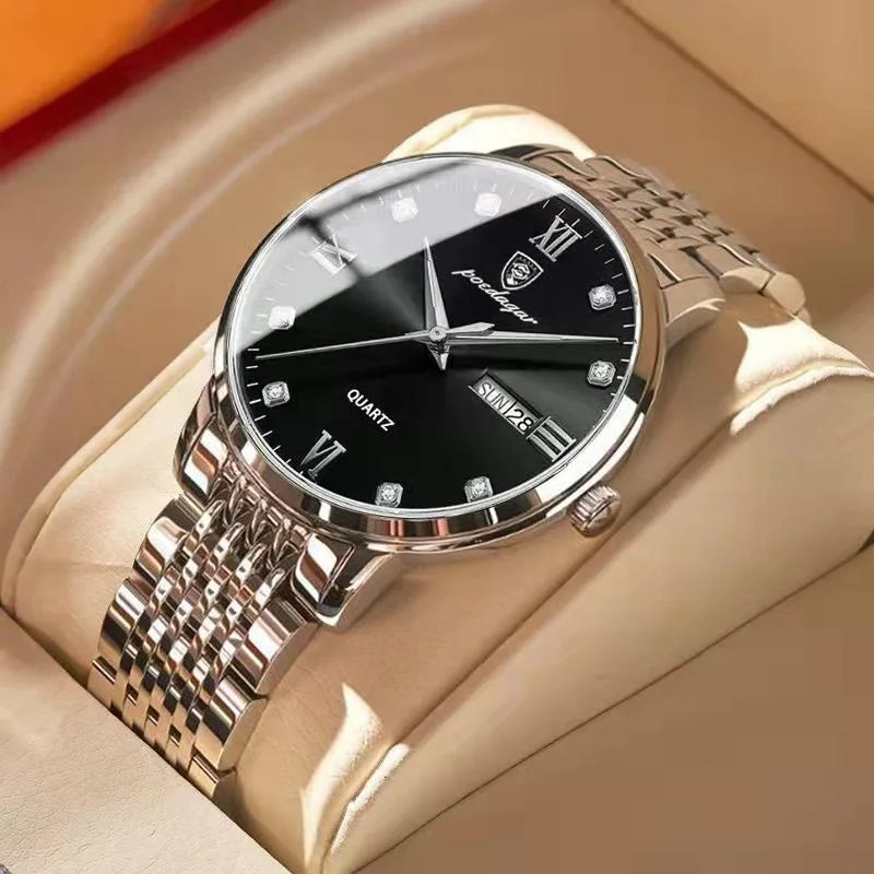 POEDAGAR Men Quartz Wristwatch Brand Sport Mens Watches Calendar Gifts Clocks