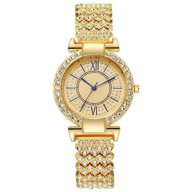 UTHAI H11 Quartz Full Diamond Band Water Diamond Full Sky Star Roman Pattern Bracelet Watches Girl