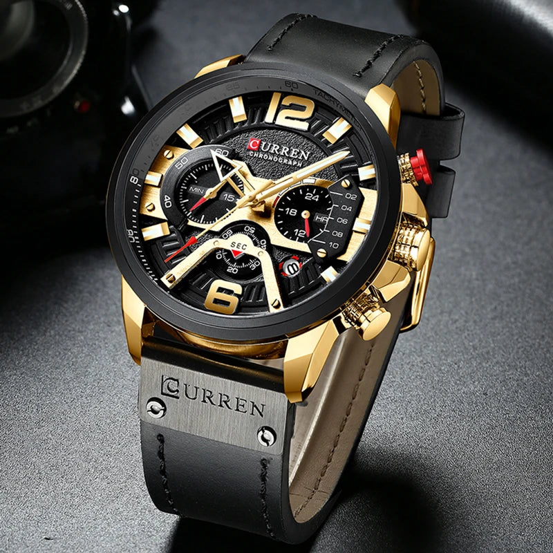 CURREN Casual Sport Watches for Men Top Brand  Military Leather Wrist  Man    Wristwatch