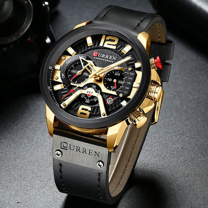 CURREN Casual Sport Watches for Men Top Brand  Military Leather Wrist  Man    Wristwatch