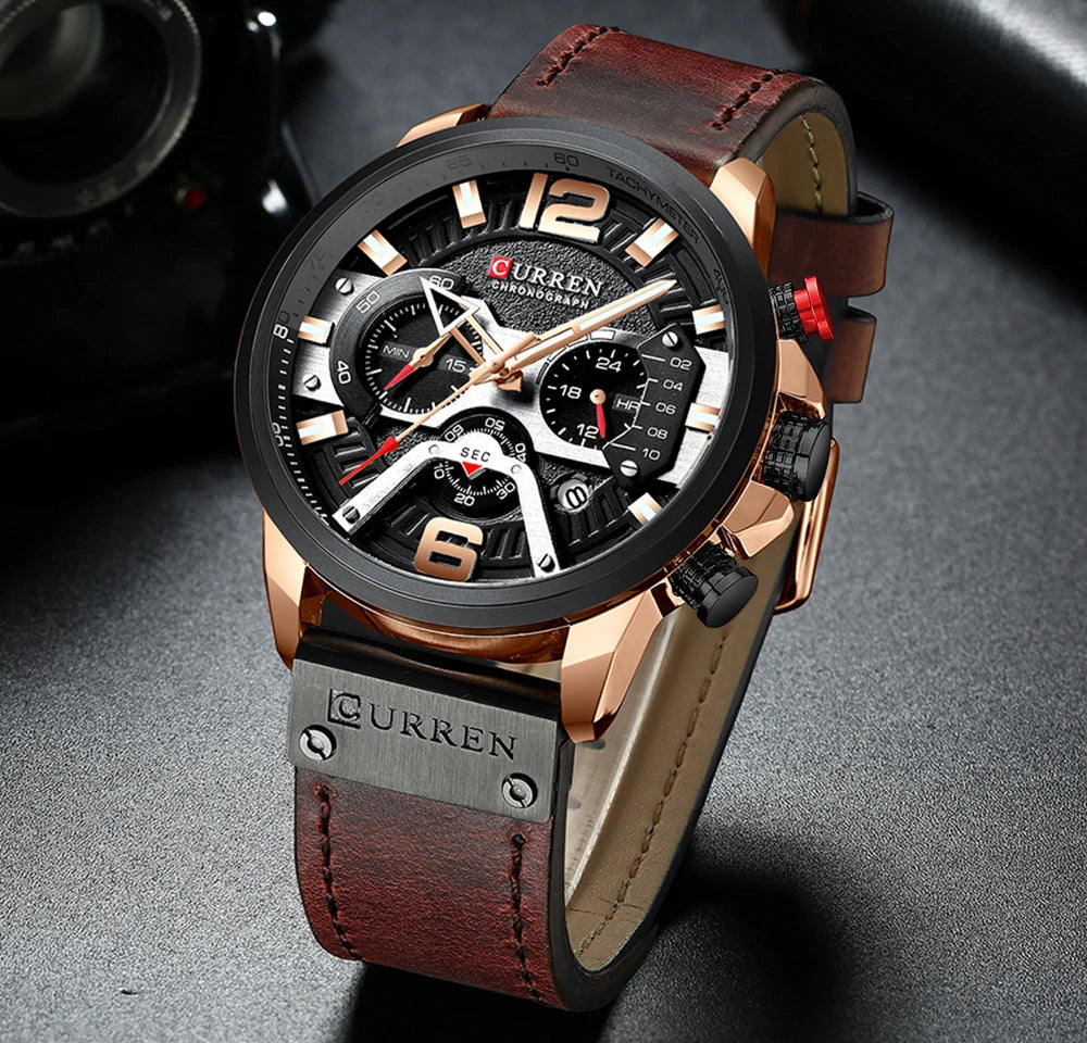 CURREN Casual Sport Watches for Men Top Brand  Military Leather Wrist  Man    Wristwatch