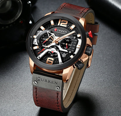 CURREN Casual Sport Watches for Men Top Brand  Military Leather Wrist  Man    Wristwatch