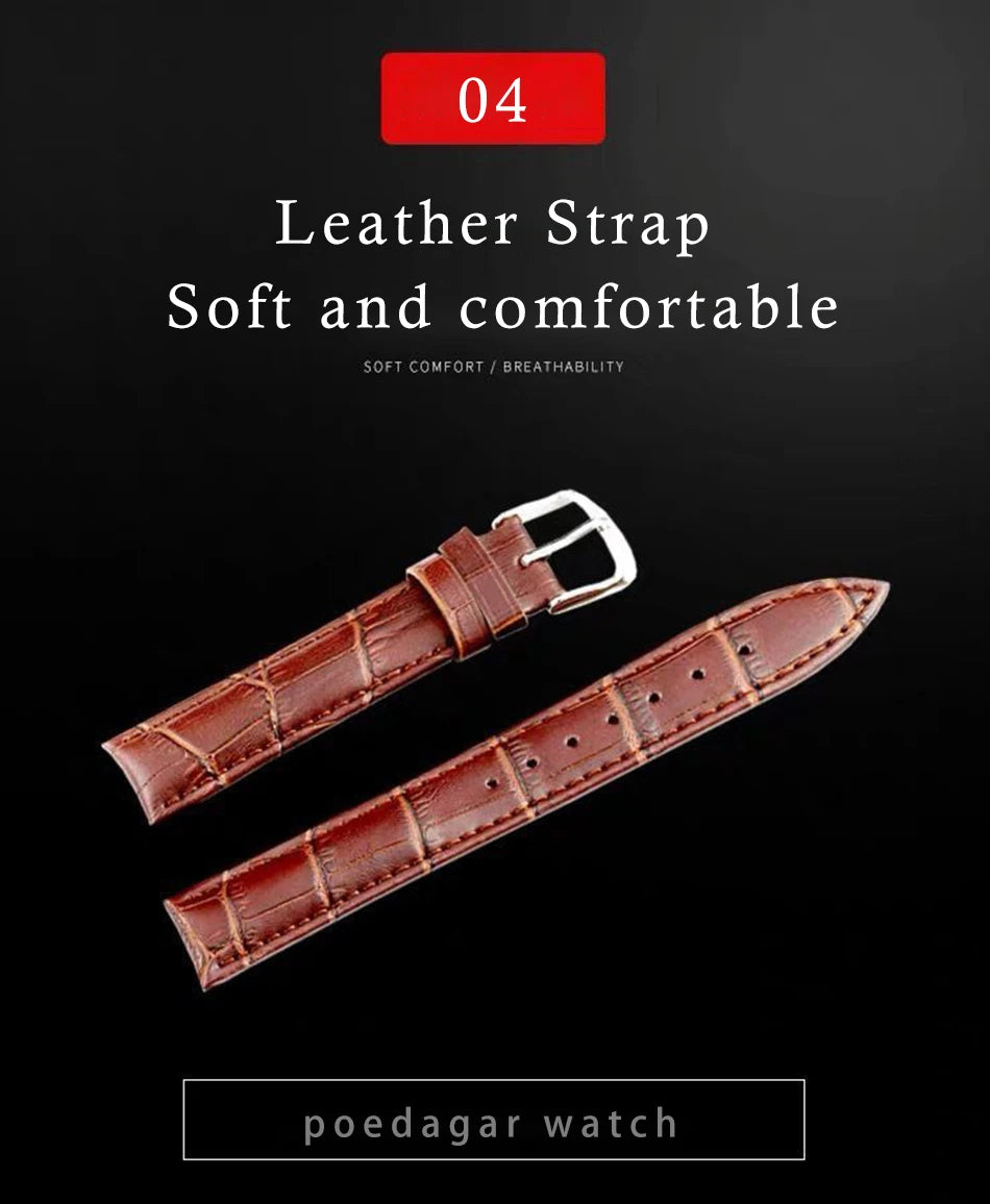POEDAGAR Men Watches 2021   Leather   Top Brand  Mens Quartz Wristwatch Relogio Masculino