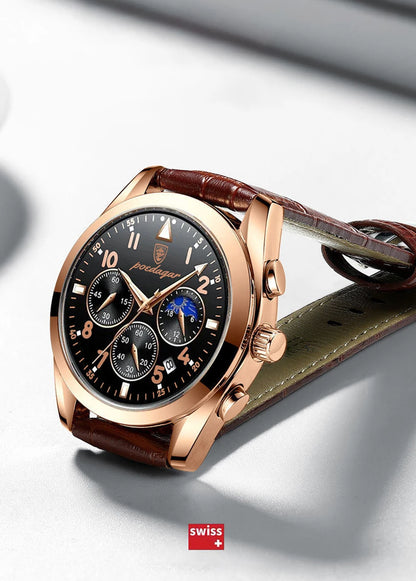 POEDAGAR Men Watches 2021   Leather   Top Brand  Mens Quartz Wristwatch Relogio Masculino