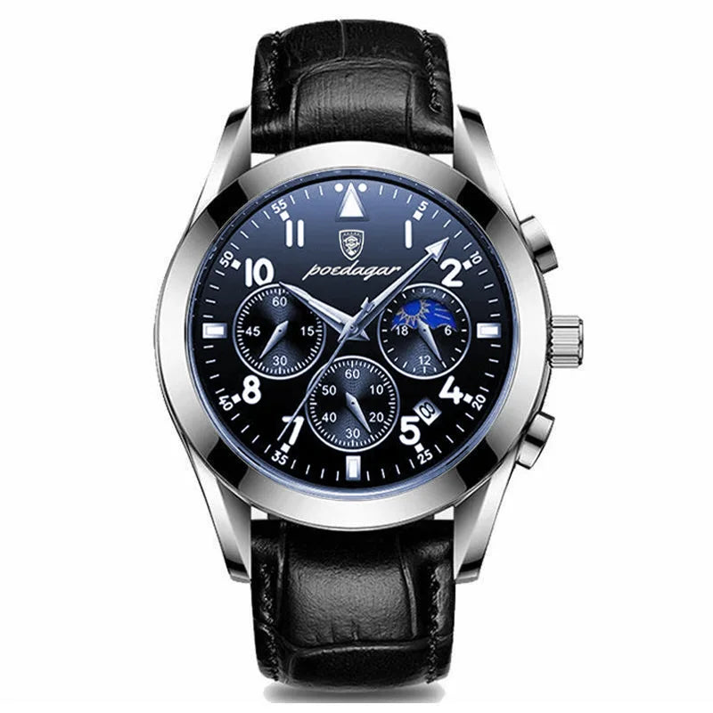 POEDAGAR Men Watches 2021   Leather   Top Brand  Mens Quartz Wristwatch Relogio Masculino