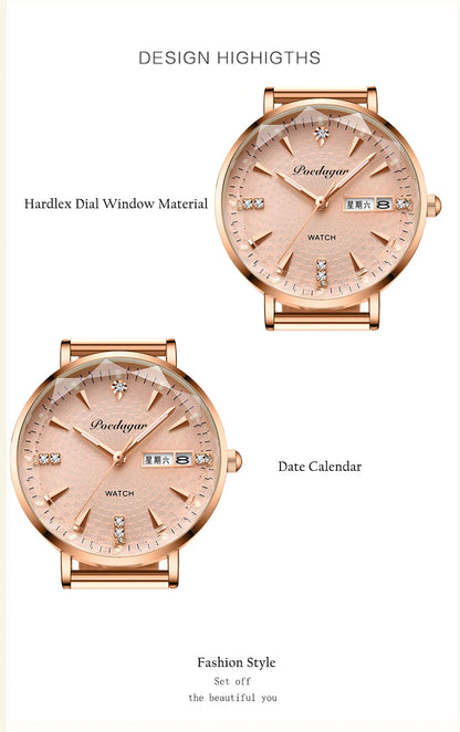 POEDAGAR  Women      Wristwatch Bracelet Simple Rose Gold   Ladies Watches