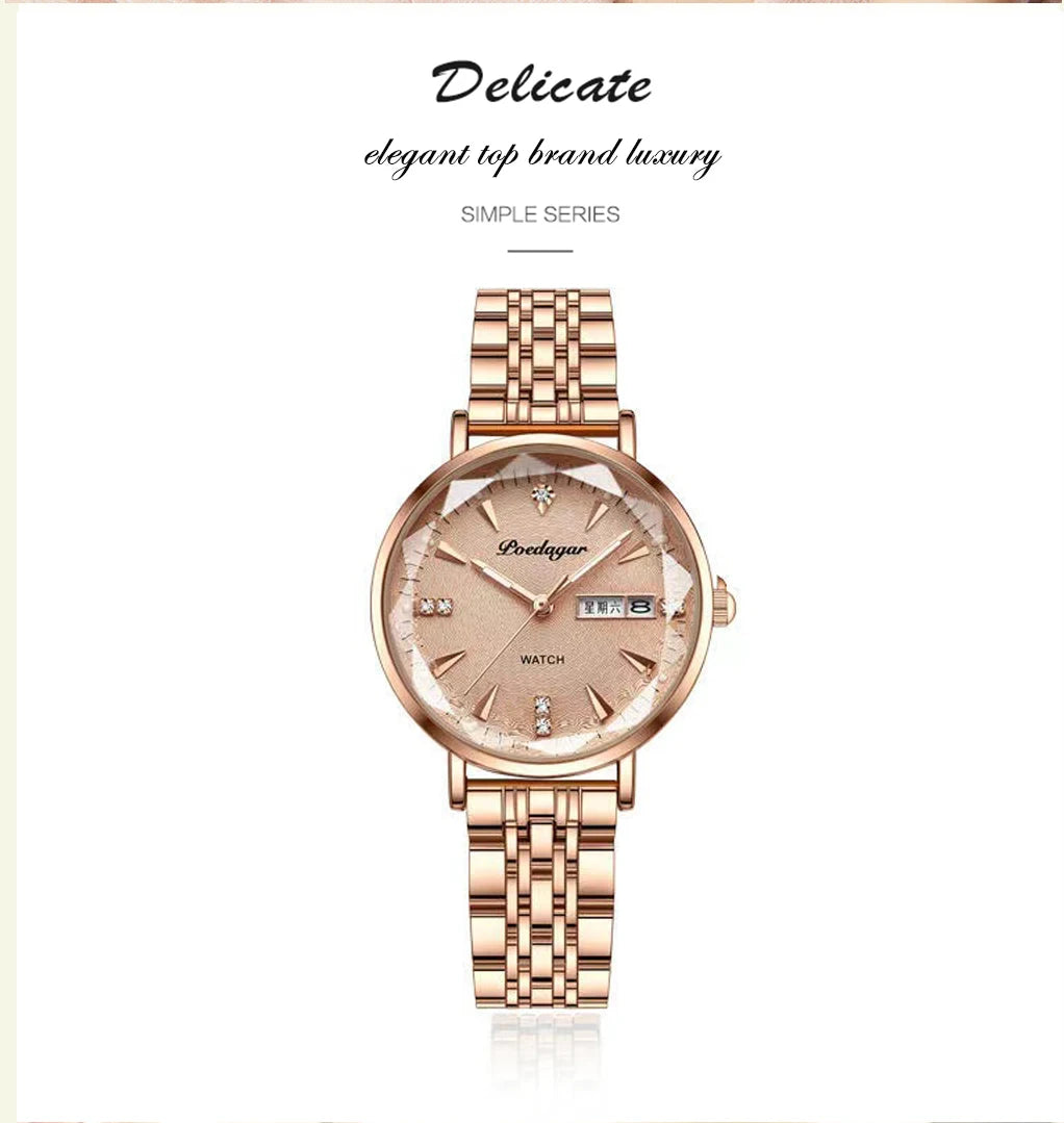 POEDAGAR  Women      Wristwatch Bracelet Simple Rose Gold   Ladies Watches