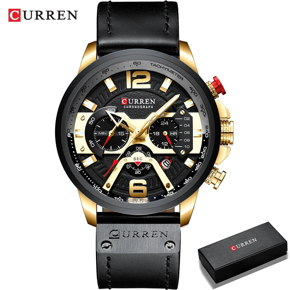 CURREN Casual Sport Watches for Men Top Brand  Military Leather Wrist  Man    Wristwatch