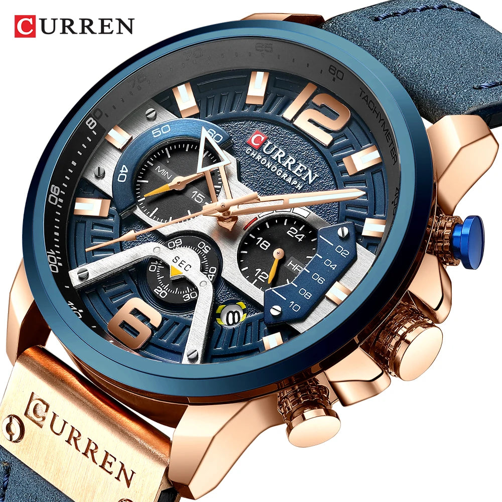 CURREN Casual Sport Watches for Men Top Brand  Military Leather Wrist  Man    Wristwatch