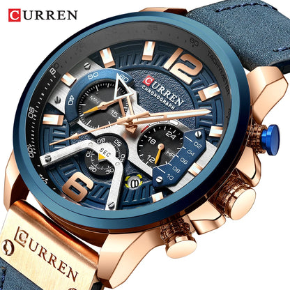 CURREN Casual Sport Watches for Men Top Brand  Military Leather Wrist  Man    Wristwatch
