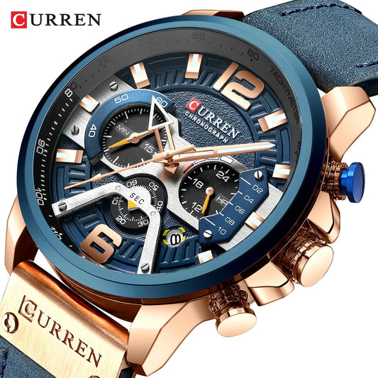 CURREN Casual Sport Watches for Men Top Brand  Military Leather Wrist  Man    Wristwatch