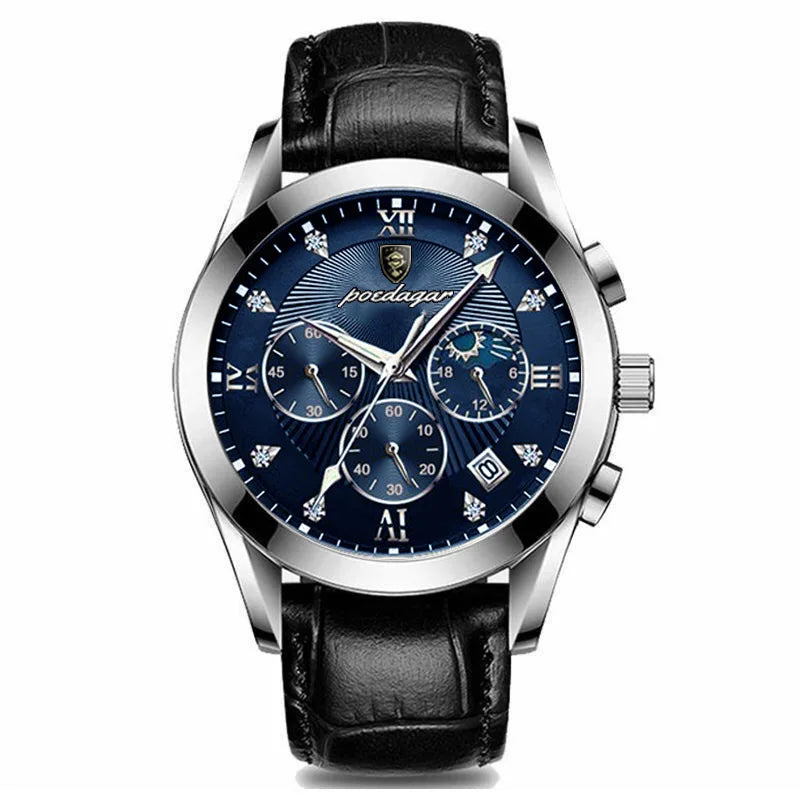 POEDAGAR Men Watches 2021   Leather   Top Brand  Mens Quartz Wristwatch Relogio Masculino