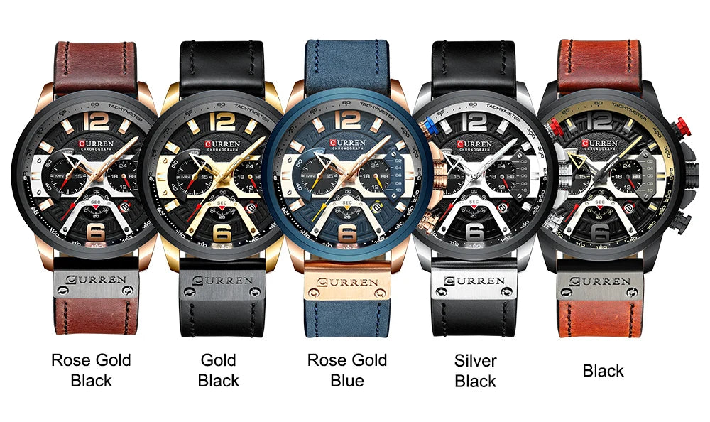 CURREN Casual Sport Watches for Men Top Brand  Military Leather Wrist  Man    Wristwatch