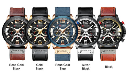 CURREN Casual Sport Watches for Men Top Brand  Military Leather Wrist  Man    Wristwatch