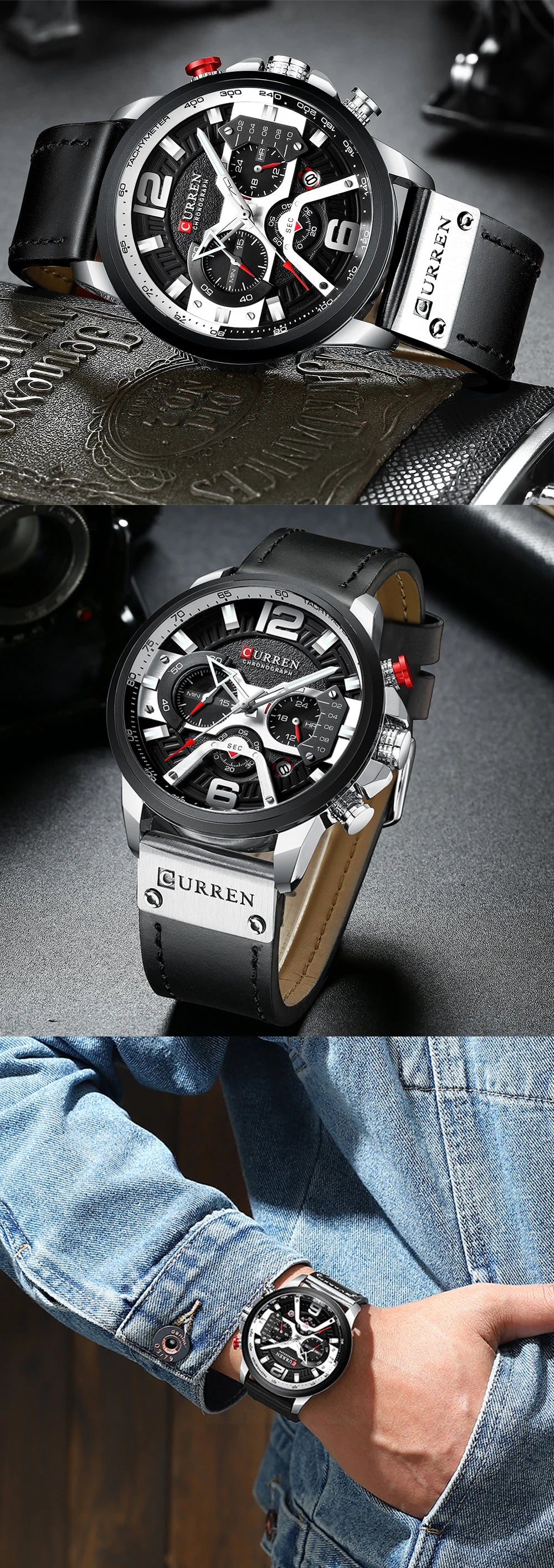 CURREN Casual Sport Watches for Men Top Brand  Military Leather Wrist  Man    Wristwatch