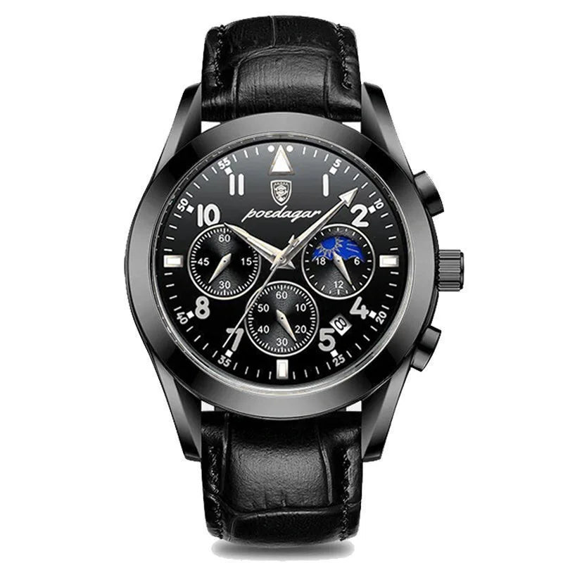 POEDAGAR Men Watches 2021   Leather   Top Brand  Mens Quartz Wristwatch Relogio Masculino