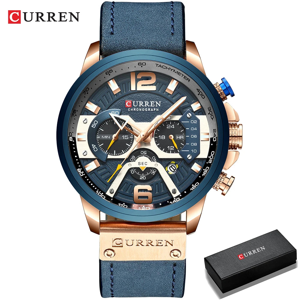 CURREN Casual Sport Watches for Men Top Brand  Military Leather Wrist  Man    Wristwatch
