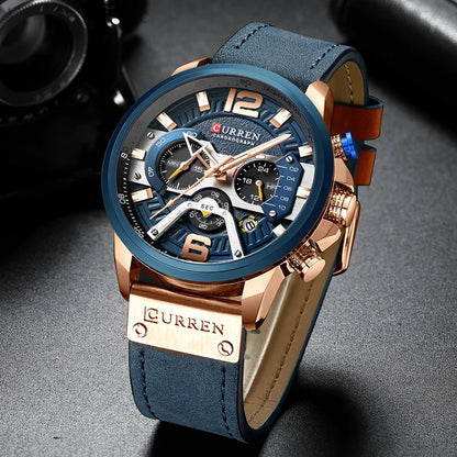CURREN Casual Sport Watches for Men Top Brand  Military Leather Wrist  Man    Wristwatch