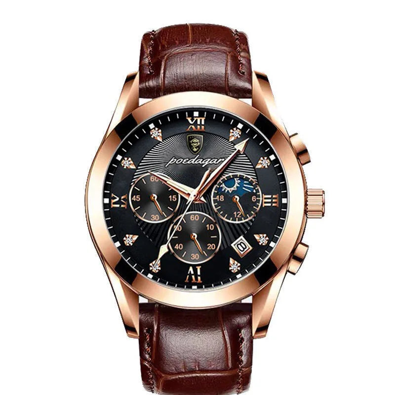 POEDAGAR Men Watches 2021   Leather   Top Brand  Mens Quartz Wristwatch Relogio Masculino