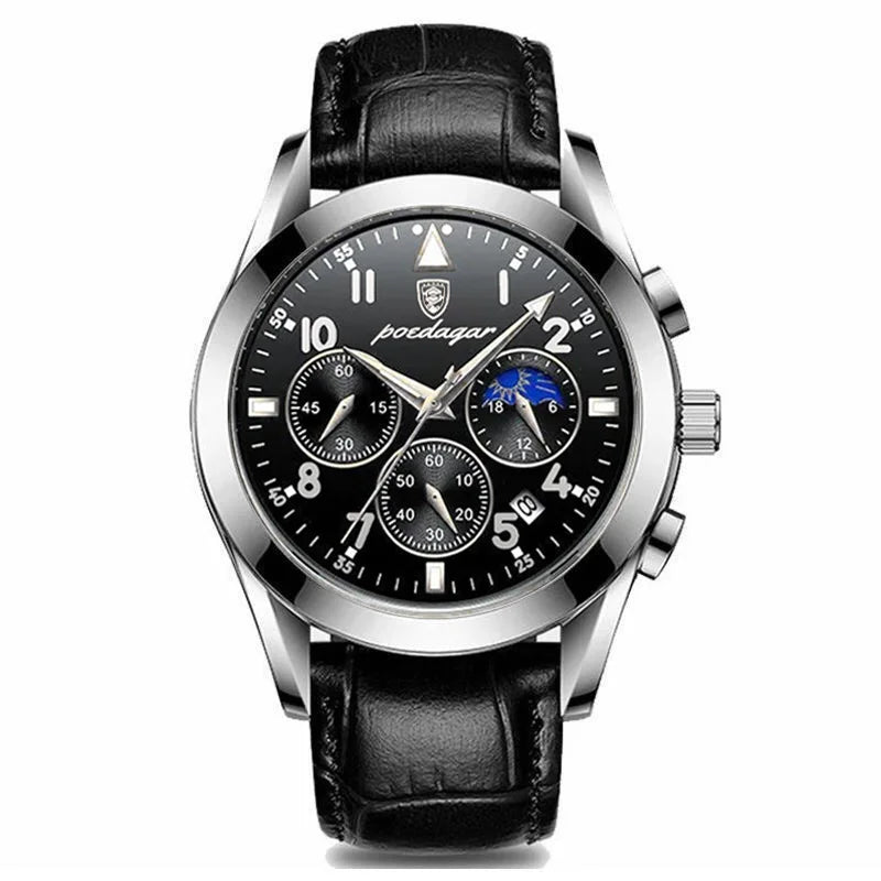 POEDAGAR Men Watches 2021   Leather   Top Brand  Mens Quartz Wristwatch Relogio Masculino