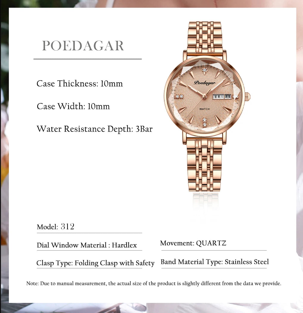 POEDAGAR  Women      Wristwatch Bracelet Simple Rose Gold   Ladies Watches