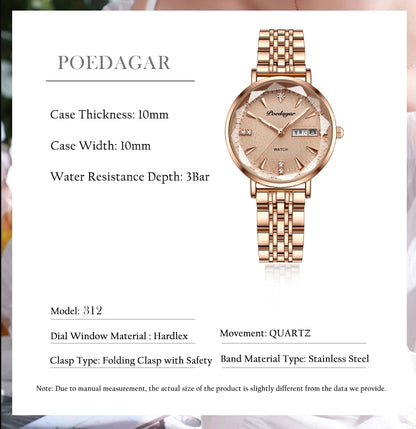 POEDAGAR  Women      Wristwatch Bracelet Simple Rose Gold   Ladies Watches