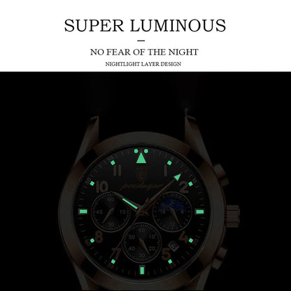 POEDAGAR Men Watches 2021   Leather   Top Brand  Mens Quartz Wristwatch Relogio Masculino
