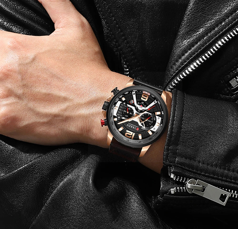 CURREN Casual Sport Watches for Men Top Brand  Military Leather Wrist  Man    Wristwatch