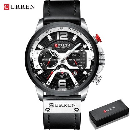 CURREN Casual Sport Watches for Men Top Brand  Military Leather Wrist  Man    Wristwatch
