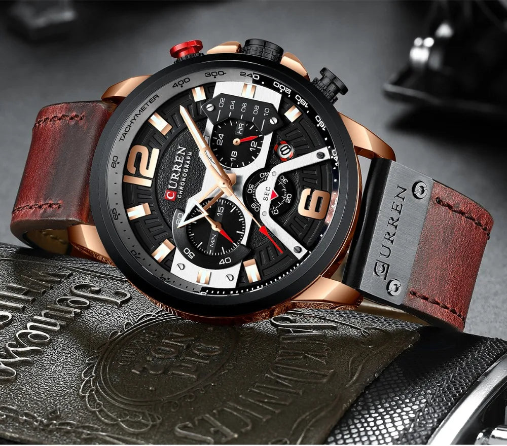 CURREN Casual Sport Watches for Men Top Brand  Military Leather Wrist  Man    Wristwatch