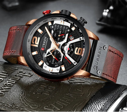 CURREN Casual Sport Watches for Men Top Brand  Military Leather Wrist  Man    Wristwatch