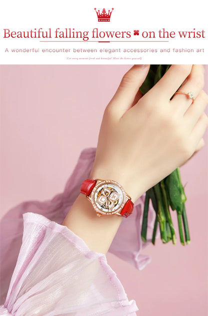OLEVS 6612 Hollow Original  Mechanical  For Women   Ceramic  Strap Hand  Automatic