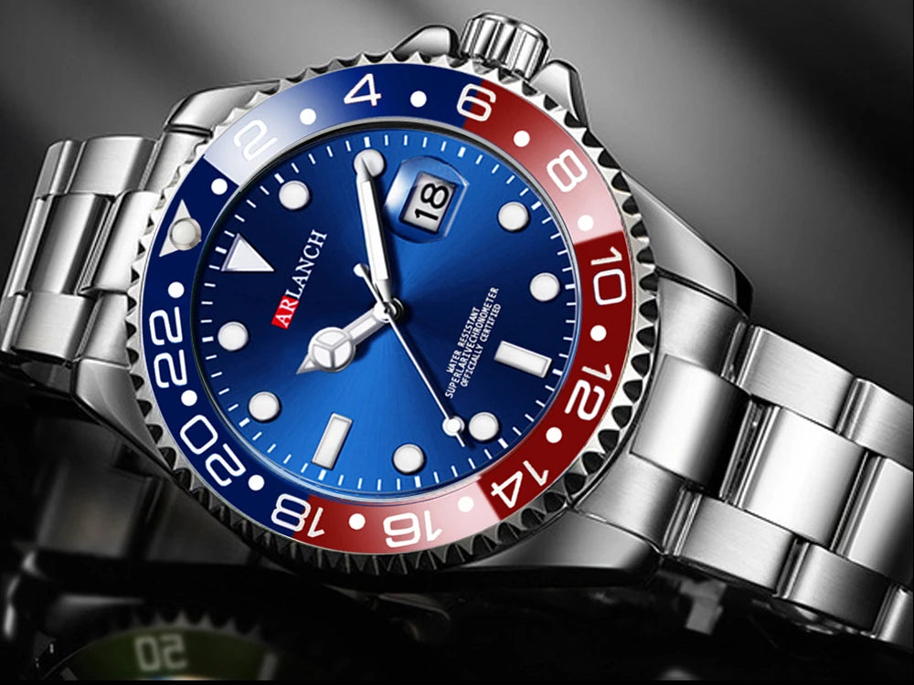 Classic Mens Watch Quartz Green Ghost Diver Series Stainless Steel Waterproof Calendar Clock Business Luxury Watch Reloj Hombre