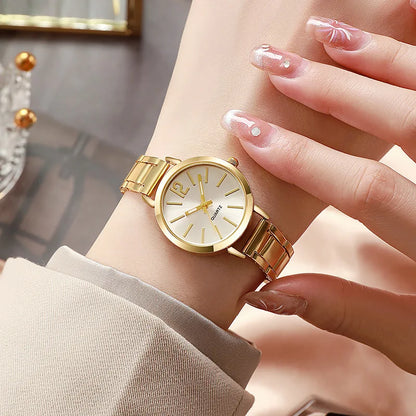 for Women Simple Round Dial   Gold Bracelet Quartz Wristwatch Students Ladies Watches Reloj Mujer