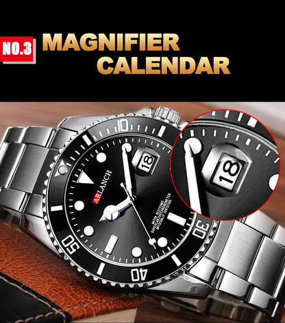 Classic Mens Watch Quartz Green Ghost Diver Series Stainless Steel Waterproof Calendar Clock Business Luxury Watch Reloj Hombre