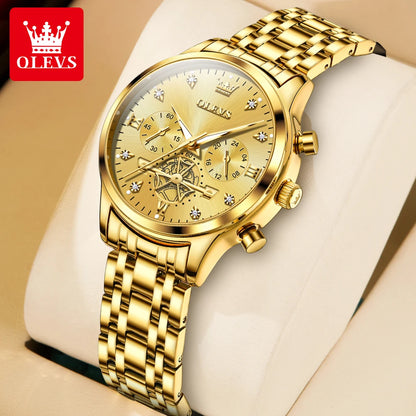 OLEVS Flywheel Skeleton Women Quartz   steel    Ladies Bracelet  for Women Set