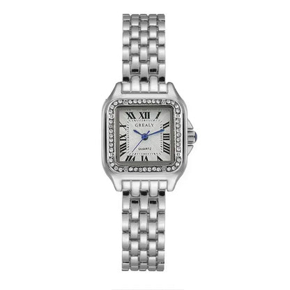 MAYZHISU   Square Watches Gold Alloy Strap  Ladies Quartz Wristwatches Qualities  Roman Scale