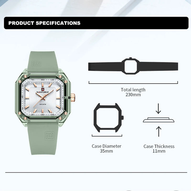 Style NAVIFORCE Watches for Women Silica Band  Quartz 50M  Wristwatch Casual Simple Personality Ladies