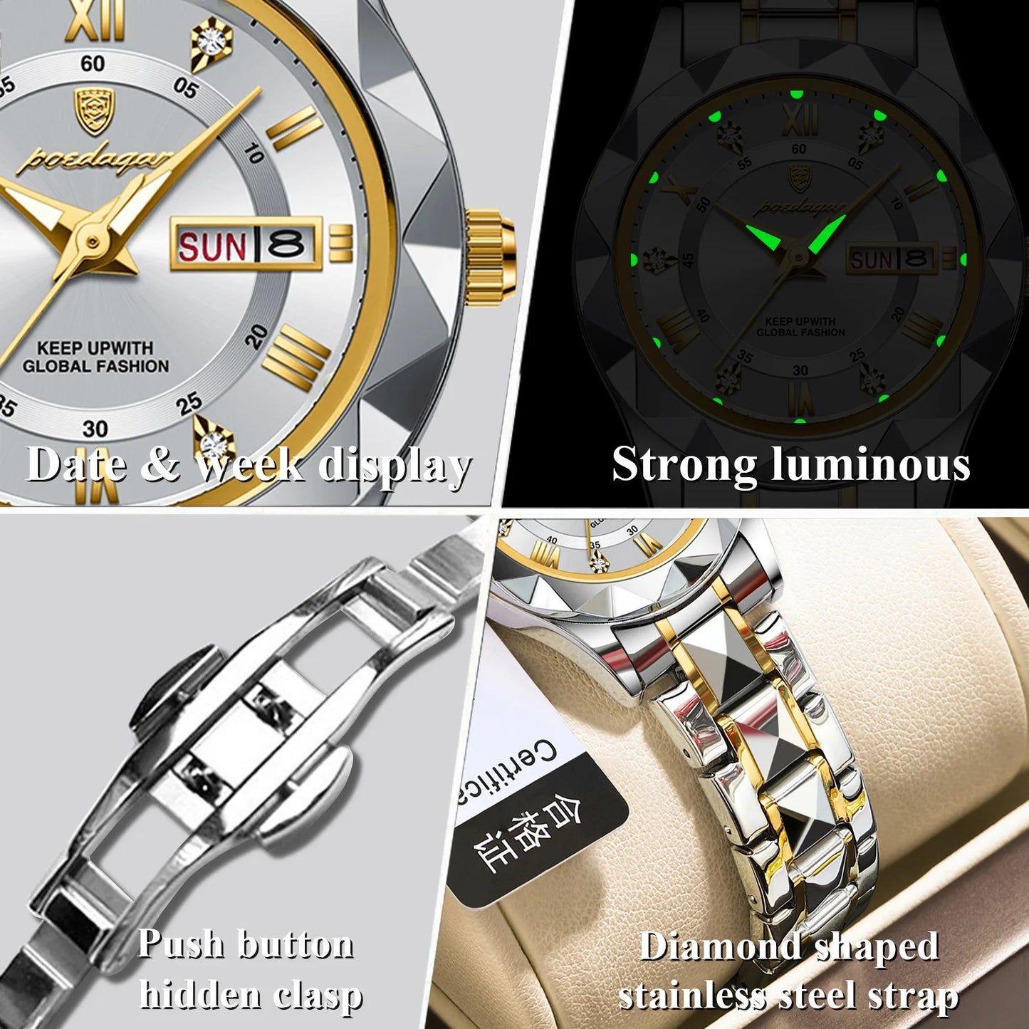 POEDAGAR  Quartz  for Ladies    Week   Women Watches Elegant Dress WristWatch+box
