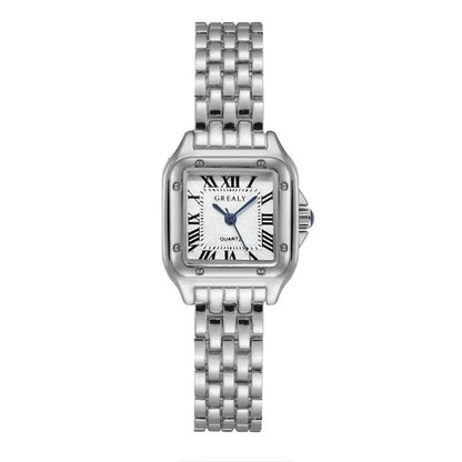 MAYZHISU   Square Watches Gold Alloy Strap  Ladies Quartz Wristwatches Qualities  Roman Scale
