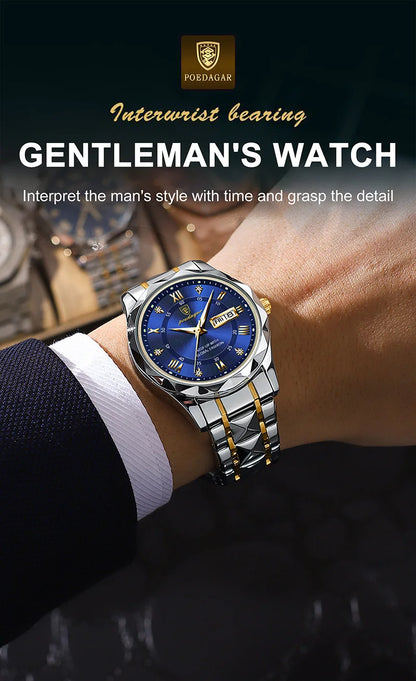 POEDAGAR Brand    Men Sport   Quartz Man   Strap  Calendar   Relógio
