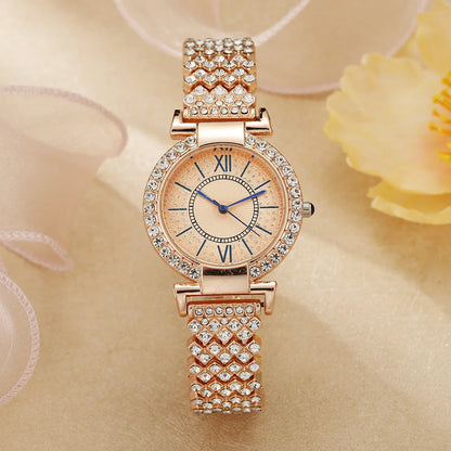 UTHAI H11   Quartz  Full Diamond  Band Water Diamond Full Sky Star Roman Pattern Bracelet Watches Girl