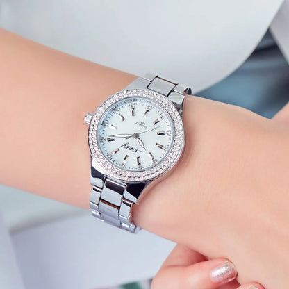 Elegant Casual Goldn  Crystal Diamond Inlaid    Silver  Quartz