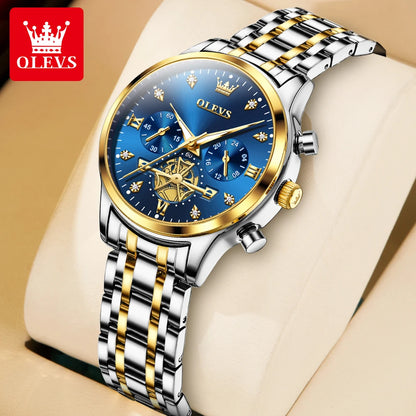 OLEVS Flywheel Skeleton Women Quartz   steel    Ladies Bracelet  for Women Set
