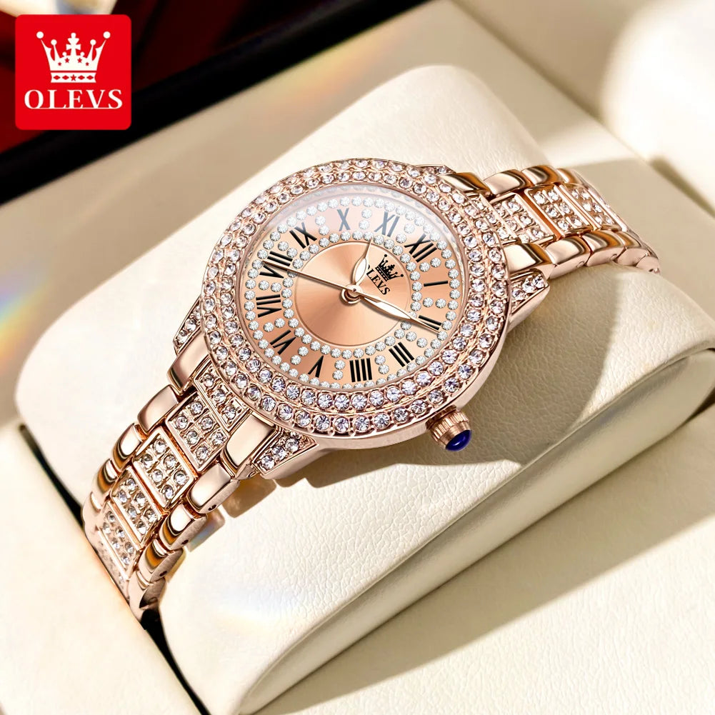 OLEVS 9943 Original Diamond  for Women  Elegant  steel  Quartz Wristwatch  Ladies' Watches