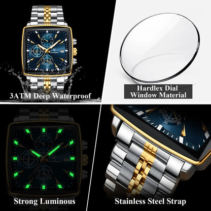 POEDAGAR  Men      Man Wristwatch Square   Quartz  Watches Reloj