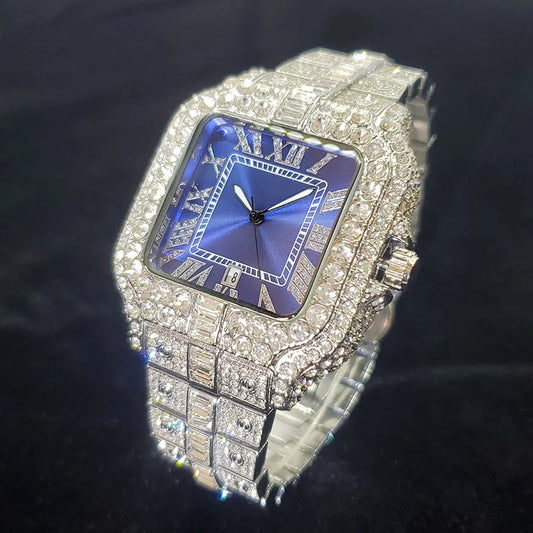 Brand Diamond Watches for Men  Cool Shiny Silver Jewelry  Hip Hop Iced Out Original Reloj Hombre Dropshipping