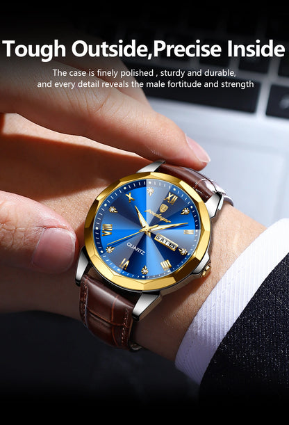 POEDAGAR  Man Wristwatch High Quality Quartz   Men     Week Leather  Watches